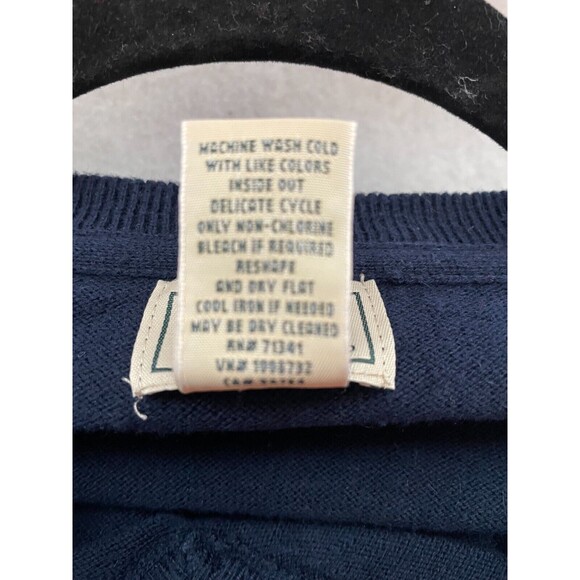 LL Bean Sweater Mens XXL Tall 2XLT V Neck Navy Blue Cotton Cashmere - Picture 7 of 8